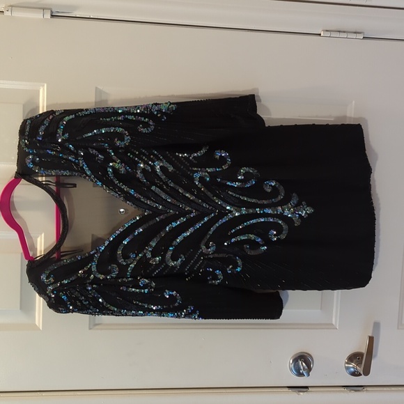 Dresses & Skirts - Vintage 80s 90s beaded sequins silk formal cocktail dress - A.J. Bari